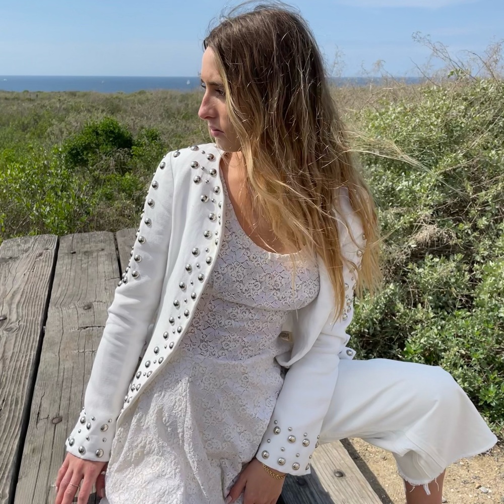 Vintage ivory lace mini dress